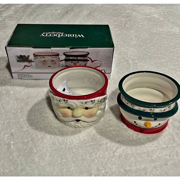 NEW IN BOX COLLECTIBLE PFALTZGRAFF WINTERBERRY FIGURAL DIP SET OF 2 BOWLS - Picture 3 of 6